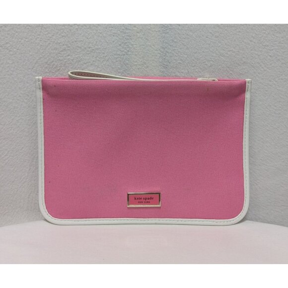 Kate Spade Sam Canvas Plunge Small Wristlet Wallet Pouch Pink - Picture 1 of 11